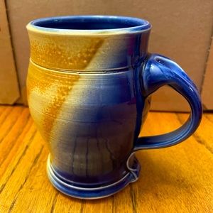 Hand made pottery mug - signed - beautiful EUC holds over cup and half